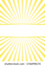 Sunlight rays retro background with  frame for text. yellow and white color burst background. Vector illustration. Sun beam ray wallpaper. Circus  banner or placard