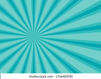 Sunlight rays shine background.  powder blue  color burst background. Vector sky illustration. Sun beam ray sunburst wallpaper. Retro bright backdrop. Vintage poster or placard