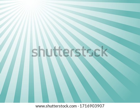 Sunlight rays shine background.  powder blue  color burst background. Vector sky illustration. Sun beam ray sunburst wallpaper. Retro bright backdrop. Vintage poster or placard