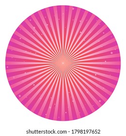 Sunlight rays shine cirlce.  pink and purple color burst background. Vector sky illustration. Sun beam ray sunburst wallpaper. Retro bright backdrop. Vintage poster or placard