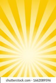 Sunlight Rays Vertical Background. Yellow And White Color Burst Horizontal Background. Vector Illustration. Sun Beam Ray Sunburst Pattern Background. Retro Bright Placard. Sunny Circus Poster