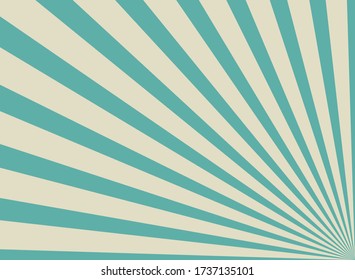 Fondo retro de luz solar. El color azul y beige rompen el fondo. Ilustración del vector de fantasía. Fondo del patrón de rayo mágico del Sol. El viejo papel estalló. Estilo circo