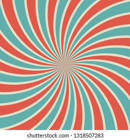 Sunlight retro faded background. blue and red color burst background. Vector circus illustration. Sun beam ray background. Old paper. vintage style. 