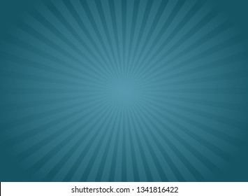 Sunlight retro faded background. Dark turquoise blue color burst background. Fantasy Vector illustration. Magic Sun beam ray sunburst pattern background. 