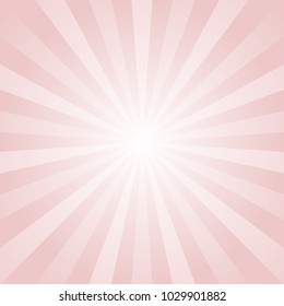 Sunlight retro faded background. Pale pink and white highlight. color burst background. Fantasy Vector illustration. Magic Sun beam ray pattern background. Old paper. Circus style
