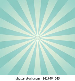 Sunlight retro faded background. Turquoise color burst with yellow highlight background. Fantasy Vector illustration. Magic Sun beam ray sunburst pattern background. Vintage placard