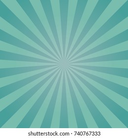 Sunlight retro faded background. Turquoise and blue color burst background. Fantasy Vector illustration. Magic Sun beam ray sunburst pattern background. starburst wallpaper