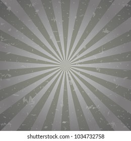 Sunlight retro faded grunge background. dark grey color burst background. Vector illustration. Sun beam ray background. Old speckled paper with particles of debris. vintage style. 