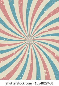 Sunlight retro faded grunge background. blue and red color burst background. Vector illustration. Sun beam ray background. Old speckled paper with particles of debris. vintage style. 