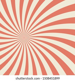 Sunlight retro faded grunge background. red and beige color burst background. Vector illustration. Sun beam ray background. Old paper. vintage style. Circus placard.