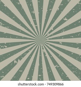 Sunlight retro faded grunge background. dirty grey and green color burst background. Vector illustration. Sun beam ray background. Old speckled paper with particles of debris. vintage style. 