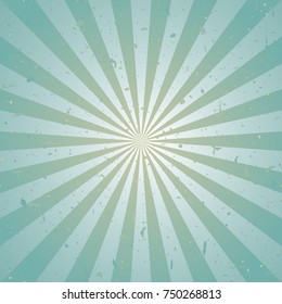 Sunlight retro faded grunge background. blue and beige color burst background. Vector illustration. Sun beam ray background. Old speckled paper with particles of debris. vintage style. 
