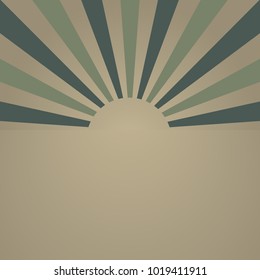 Sunlight retro faded poster. dirty green and beoge color burst background. Vector illustration. Sun beam ray background.   vintage style. 