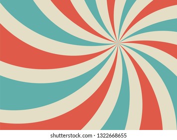 Sunlight retro horizontal background. blue and red color burst background. Vector circus illustration. Sun beam ray background. Old paper. vintage style. 