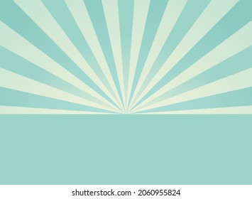 Sunlight retro horizontal background. Pale blue and beige color burst background. Fantasy Vector illustration. Magic Sun beam ray pattern background. Old paper starburst. Circus poster or placard