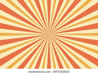 Fondo Horizontal retro Sunlight. Fondo de ráfaga de color naranja pálido y amarillo. Fondo retro clásico de rayos vintage sunburst