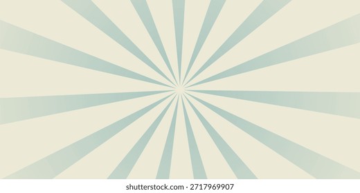 Sunlight retro horizontal background. Pale blue and beige color burst background. Fantasy Vector illustration. Magic Sun beam ray pattern background. Old paper starburst. Circus poster or placard