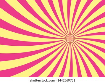 Sunlight retro horizontal background. pink and yellow color burst background. Vector illustration. Sun beam ray background. Old paper. vintage circus splacard or poster