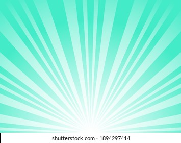 Sunlight retro horizontal background. Turquoise color burst background. Fantasy Vector illustration. Magic Sun beam ray pattern background. Old paper starburst. Circus poster or placard