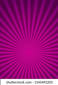 Sunlight retro narrow vertical background. purple, violet  color burst background. Fantasy Vector illustration. Magic Sun beam ray pattern background. Old paper starburst. Circus poster