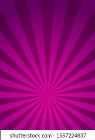 Sunlight retro narrow vertical background. purple, violet  color burst background. Fantasy Vector illustration. Magic Sun beam ray pattern background. Old paper starburst. Circus poster