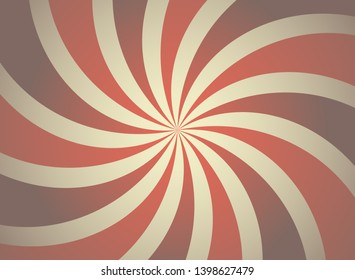 Sunlight retro spiral background. red color burst background. Vector circus illustration. Sun beam ray background. Old paper. vintage style banner. Curcus radial poster