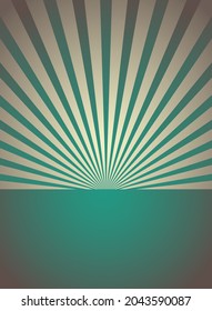 Fondo vertical retro de luz solar. El color beige oscuro y el verde rompen el fondo. Ilustración del vector de fantasía. Fondo del patrón de rayo mágico del Sol. El viejo papel estalló. Afiche o cartel del circo