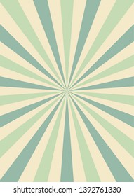 Sunlight retro vertical background. Pale green and beige color burst background. Fantasy Vector illustration. Magic Sun beam ray pattern background. Old paper. starburst wallpaper