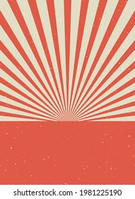 Sonnenlicht, senkrechte, grunge Hintergrund. Die beige und blaue Farbe brach den Hintergrund aus. Vektorgrafik. Sonnenstrahl-Bildschirmhintergrund. Altes geklatschtes zerkratztes Papier. Vintage-Zirkusposter oder -plakat