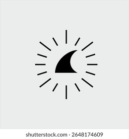 Design de logotipo de barbatana de tubarão e luz solar.