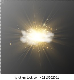 Sunlight shines through the clouds A bright star A flash of bright light.	
