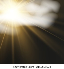 Sunlight shines through the clouds A bright star A flash of bright light.