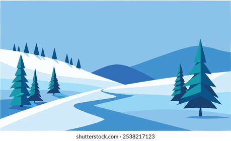 Sunlight and snow on remote mountain slope an illustration.