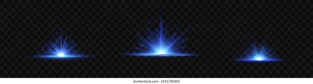 A faísca da luz do sol com o brilho da luz do concerto e as estrelas mágicas na coleção festiva do céu do clarão branco efeito de design flash fundo transparente gradiente luminoso ilustração

