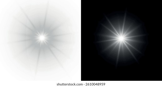 Sunlight Spark Shine Projection Illustration with Line Design, PNG Sparkle Effect in Stadium with Spotlight Light, Abstract Background with Beam and Bokeh, Bright Burst, Disco Explosion. 