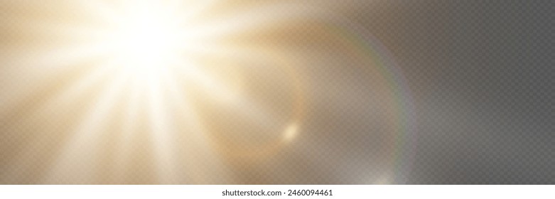Sunlight with special glare effect. On a transparent background.