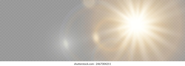 Sunlight with special glare effect. On a transparent background.