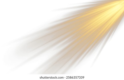 Sunlight with special glare effect. Sun rays and pancakes. Golden flash and glare. Vector graphics, display of landscape on the sky.