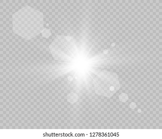 Sunlight, special lens flare, light effect. Sun flash with rays and spotlight. illustration. 