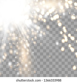 Sunlight special lens flare light effect.. Sun rays with beams, stars, sparkle and dust,