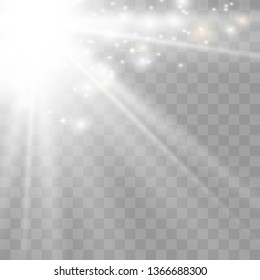 Sunlight special lens flare light effect.. Sun rays with beams, stars, sparkle and dust,