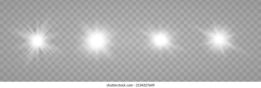 Sunlight special lens flare light effect on transparent background. Vector elements.