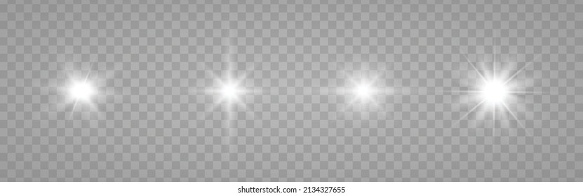 Sunlight special lens flare light effect on transparent background. Vector elements.