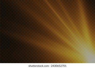 Sunlight special lens flare light effects. Glare of rays and light. On a transparent background.	
