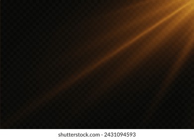 Sunlight special lens flare light effects. Glare of rays and light. On a transparent background.