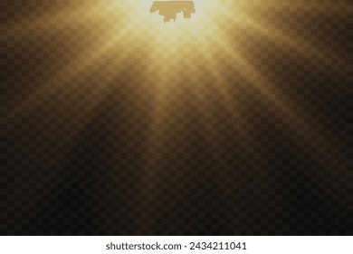 Sunlight special lens flare light effects. Glare of rays and light. On a transparent background.