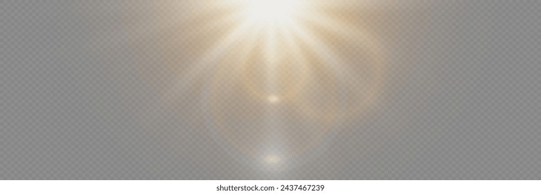 Sunlight special lens flare light effects. Glare of rays and light. On a transparent background.	
