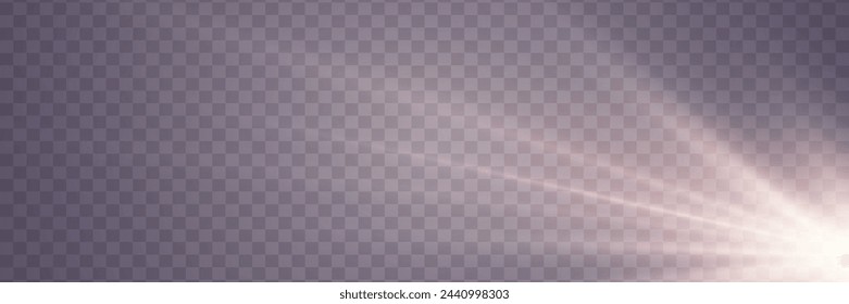 Sunlight special lens flare light effects. Glare of rays and light. On a transparent background.