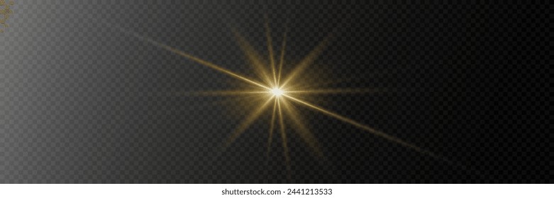 Sunlight special lens flare light effects. Glare of rays and light. On a transparent background.