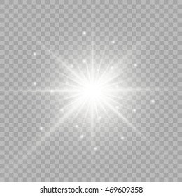 Sunlight, special lens flare, light effect. Sun flash with rays and spotlight. illustration.